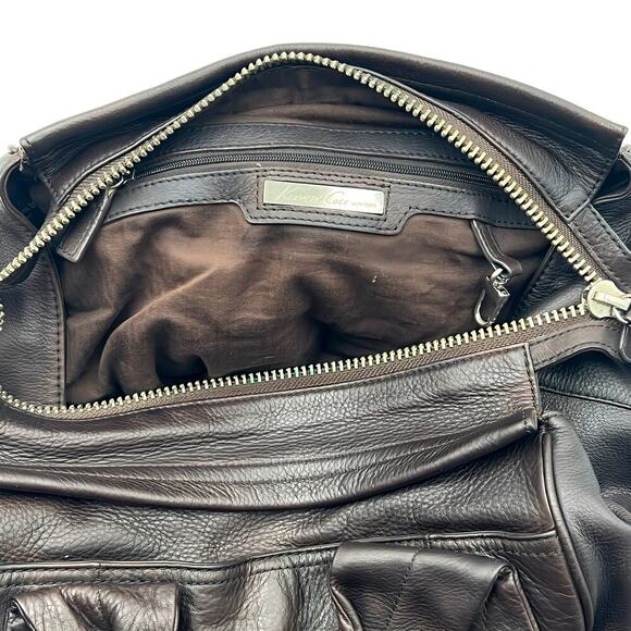 Kenneth Cole New York Leather Tote Brown Slouchy Medium Bag 11x10x8 Work Travel - Picture 13 of 16